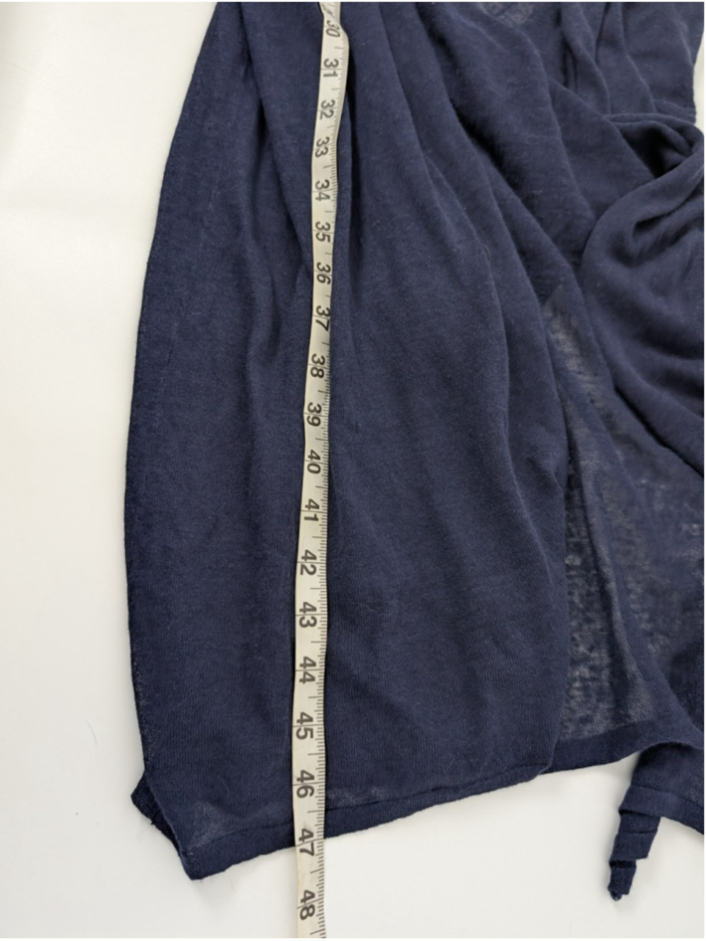 Eileen Fisher Hemp Long Cardigan Duster Sheer Navy Sz L Classic Beachy Nautical - Picture 8 of 10